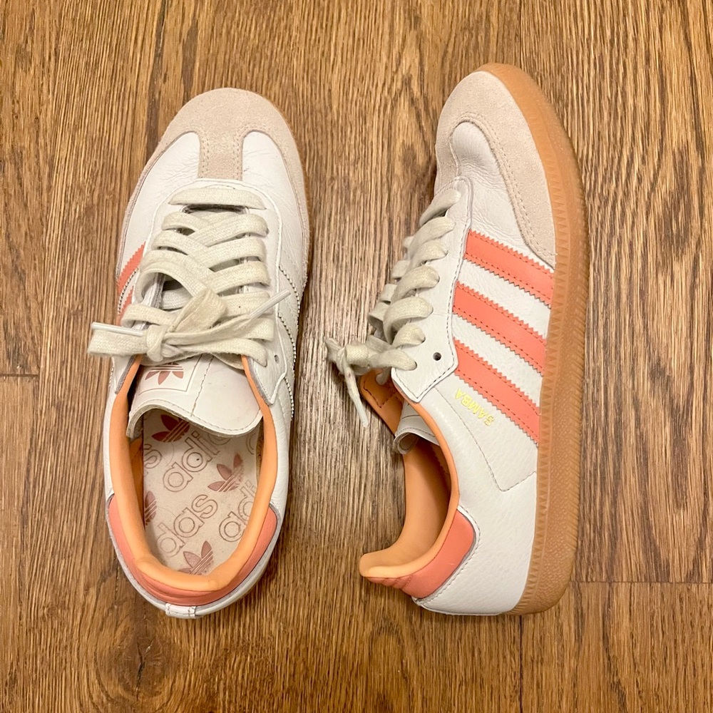 Adidas Women's Cream and Peach Samba Sneakers